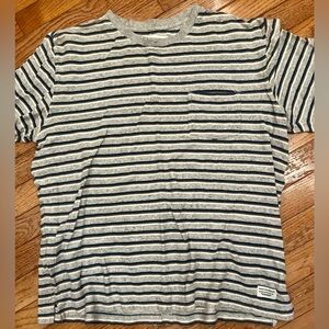 Modern Amusement Gray and Black Striped Mens Shirt L Large